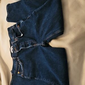 RE/DONE 90s High Rise Ankle Crop Jean in Dark Medium Western Rinse Size 28